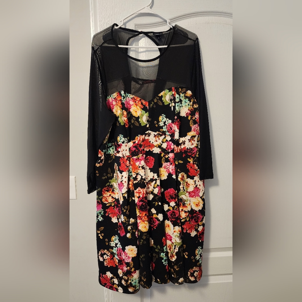 Torrid Floral Dress with Sheer Top
